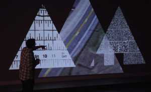Mr. Curtis explains his piece "Triclops", 2012